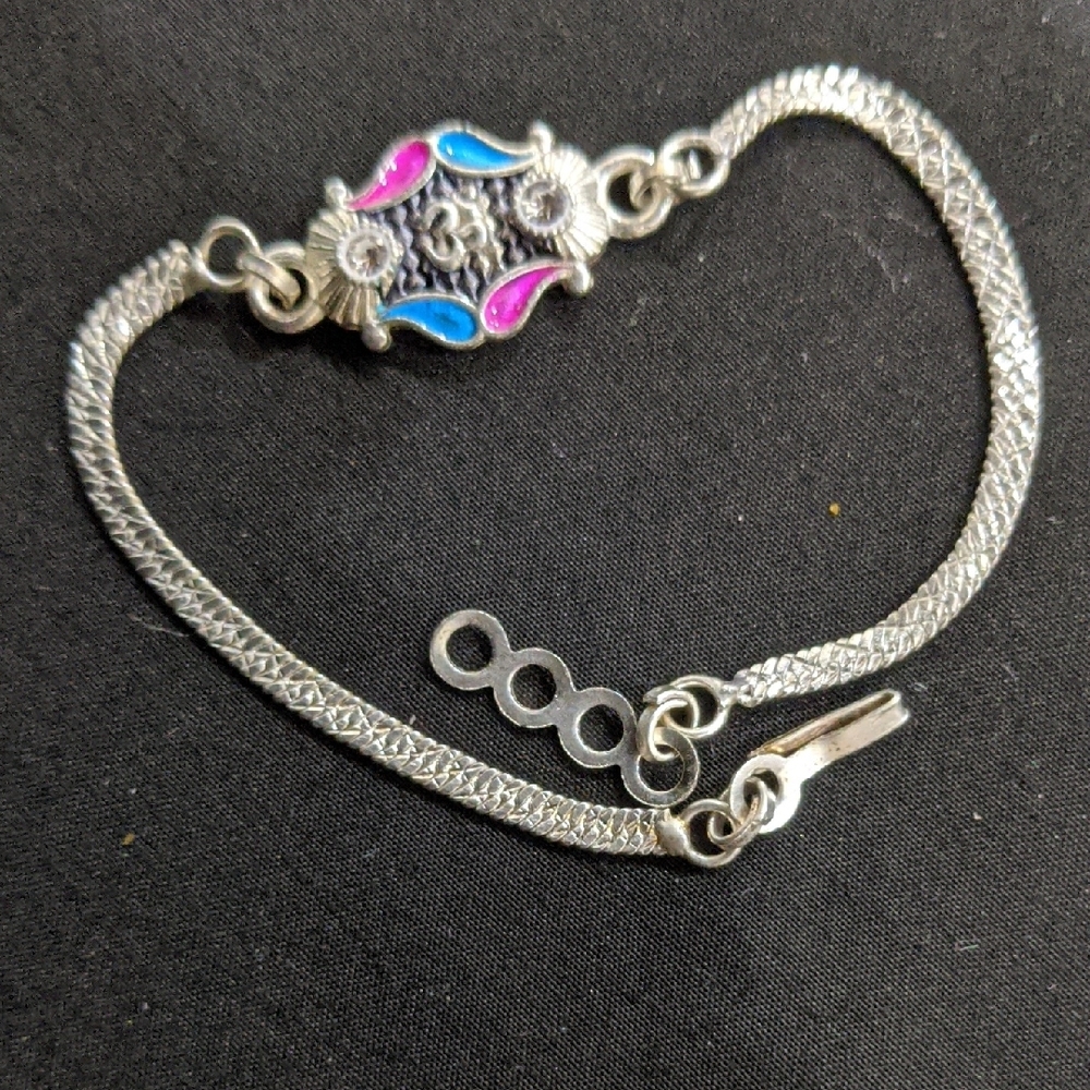 Beautiful OM Crystal Silver and Blue Pink Bracelet